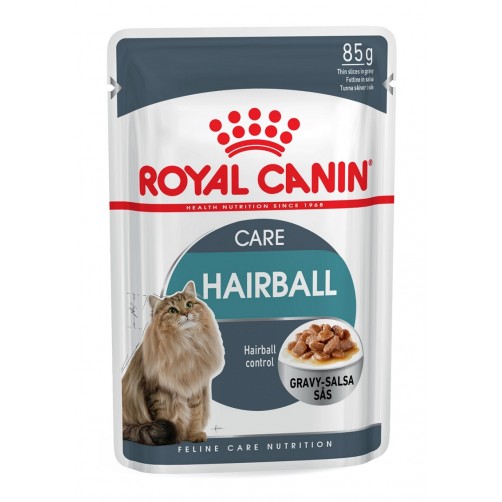 پوچ گربه مبتلا به هربال شدید (در شیره گوشت)/ 85 گرم/ Royal Canin Hairball Care in Gravy